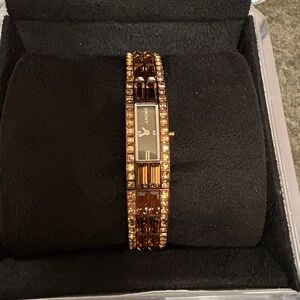 Donna Karen New Tork Women's Rose Gold Swarovski Crystal Watch